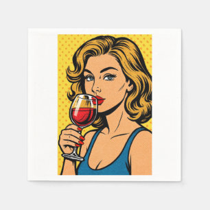 barroom wine girl popart napkin