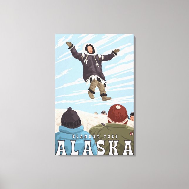 Barrow, Alaska Blanket Toss Vintage Travel Canvas Print (Front)