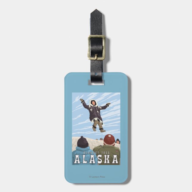 Barrow, Alaska Blanket Toss Vintage Travel Luggage Tag (Front Vertical)