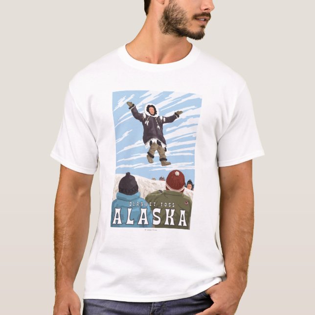 Barrow, Alaska Blanket Toss Vintage Travel T-Shirt (Front)