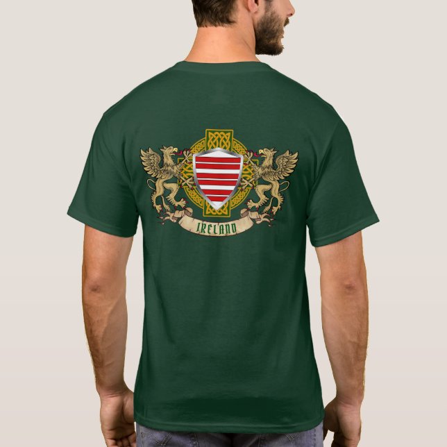 Barry Irish Shield & Griffins Personalised  T-Shirt (Back)
