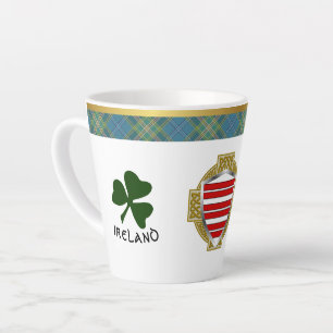 Barry Irish Shield & Tartan Personalised Latte Mug