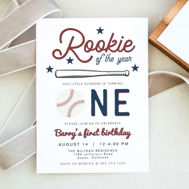 BARRY Rookie of the Year Baseball 1st Birthday Invitation (Creator Uploaded)