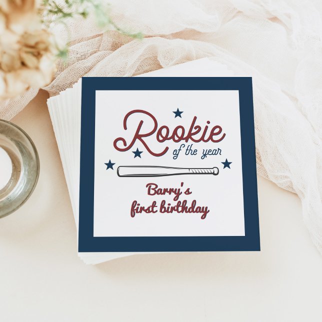 BARRY Rookie of the Year Baseball 1st Birthday Napkin (Creator Uploaded)