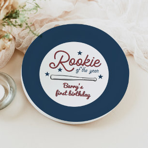 BARRY Rookie of the Year Baseball 1st Birthday Paper Plate