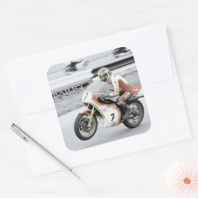 Barry Sheene 2, the hand tinted version Square Sticker (Envelope)