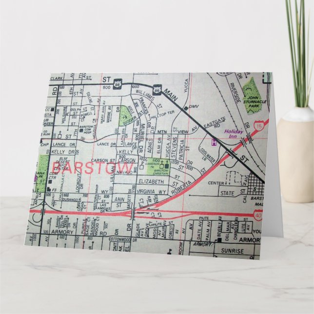 Barstow, CA Vintage Map Card (Front)