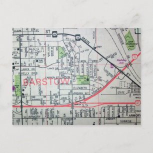 BARSTOW, CA Vintage Map Postcard