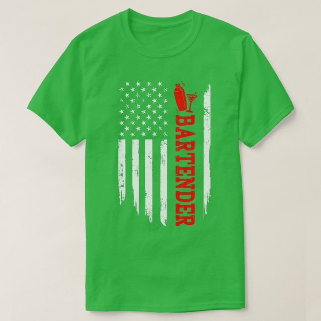 BARTENDER AMERICA FLAG T-Shirt (Design Front)