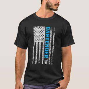 Bartender American Flag 4th of July Vintage Funny  T-Shirt