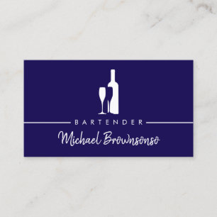 Bartender Bar Club Modern Navy Business Card