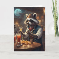 Bartender birthday funny whimsical racoon