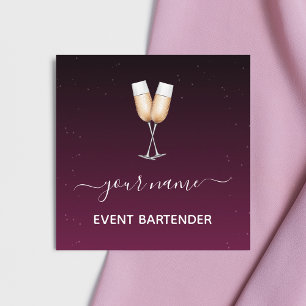 Bartender Burgundy Night Sky Stars Cosmic Galaxy   Square Business Card