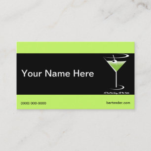 Bartender Business Card Martini Glasses