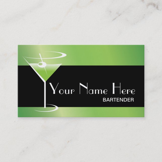 Bartender Business Card Martini Logo (Front)