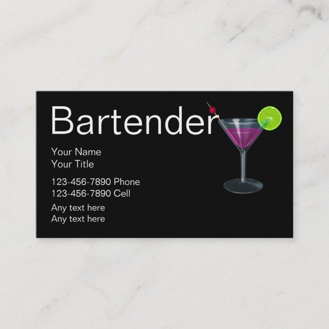 Bartender Business Cards (Front)