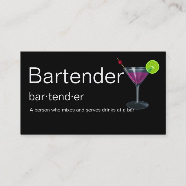 Bartender Business Cards (Front)