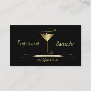 Bartender business cards - Gold classy cards