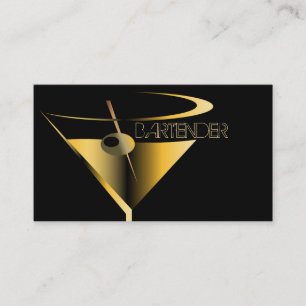 Bartender Business Cards Gold Martini Cocktail