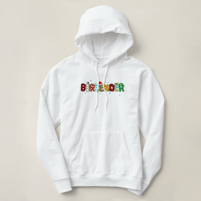 Bartender Christmas Stethoscope Bartender Merry Ch Hoodie (Design Front)