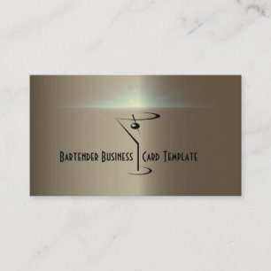 Bartender Cocktail Logo Template Martini Business Card