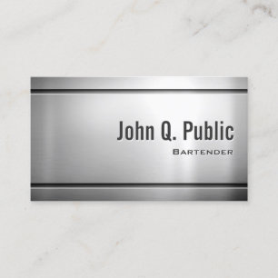 Bartender - Cool Stainless Steel Metal Business Card