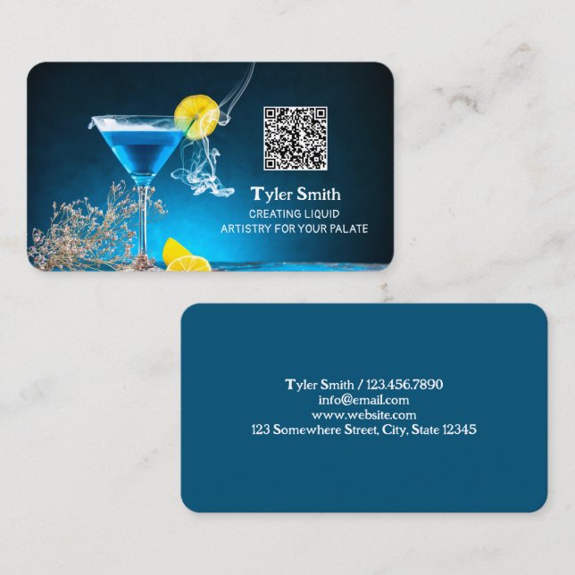 Bartender Custom QR Business Card (Front/Back)