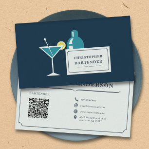 Bartender - Dark Blue Business Card