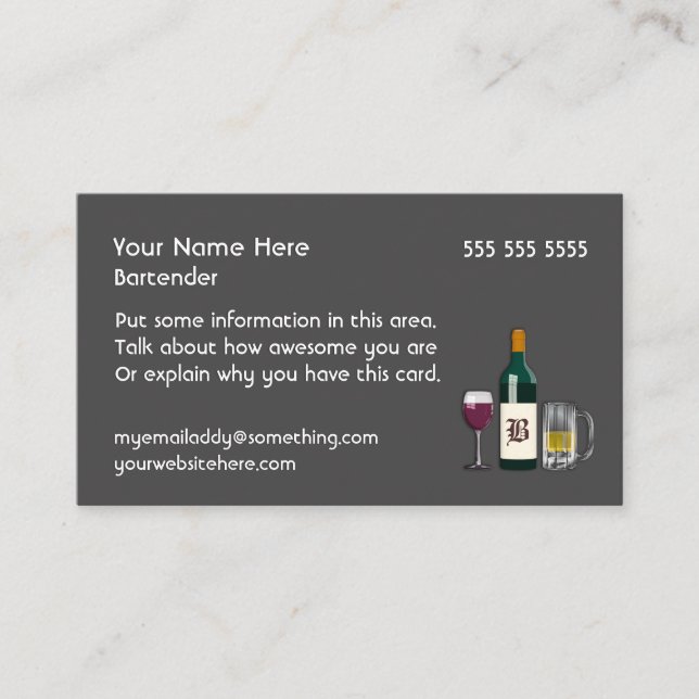 Bartender Dark Business Card (Front)