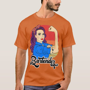 Bartender Female Gift Vintage Barman Barkeeper Str T-Shirt