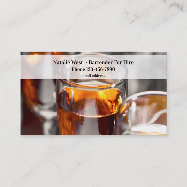 Bartender For Hire Barhop Business Cards (Front)