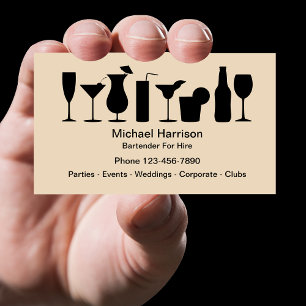 Bartender For Hire Mixologist Business Card