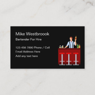 Bartender For Hire Modern Design Business Card