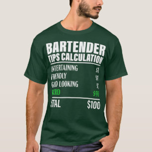 Bartender Funny Beard ips Calculation Bartending  T-Shirt