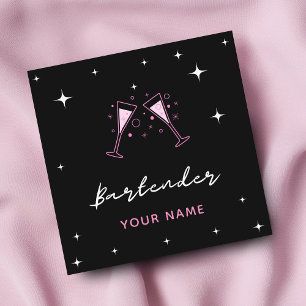 Bartender Glamourous Cocktail Glasses Social Media Square Business Card