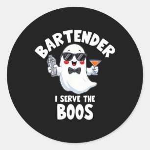 Bartender Halloween Costume I Serve The Boos Men W Classic Round Sticker