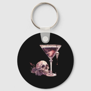 Bartender Halloween Martini Glass Skull Mixologist Key Ring