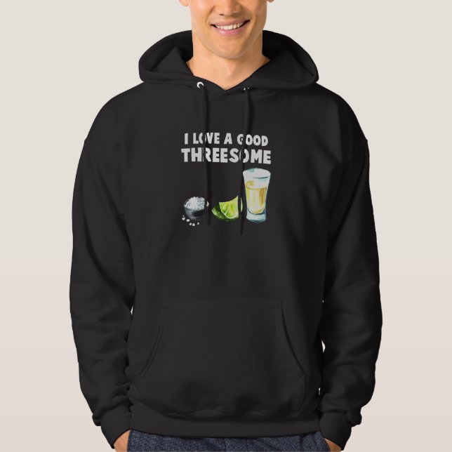 Bartender I Love A Good Threesome Drinking Bartend Hoodie (Front)