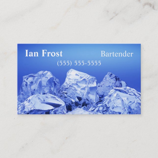 Bartender Ice Cube Business Card - White Back (Front)