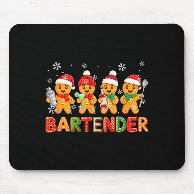 Bartender Job Group Santa Gingerbreads Xmas Cookie Mouse Pad (Front)
