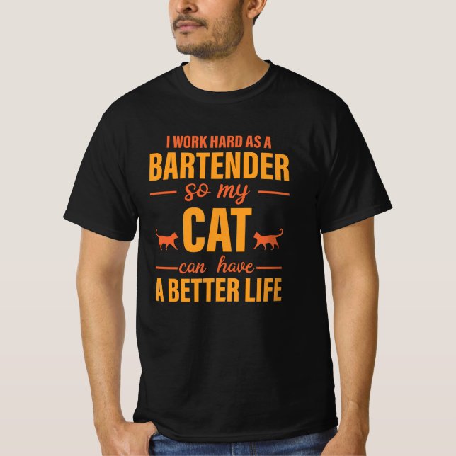 Bartender Love For Cat T-Shirt (Front)