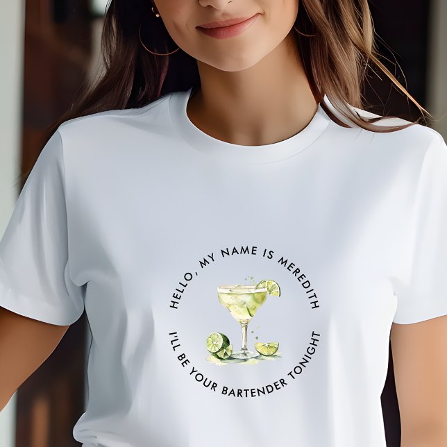 Bartender Margarita Cocktail Personalised Event T-Shirt (Bartender Margarita Cocktail Personalized Logo Event T-Shirt)