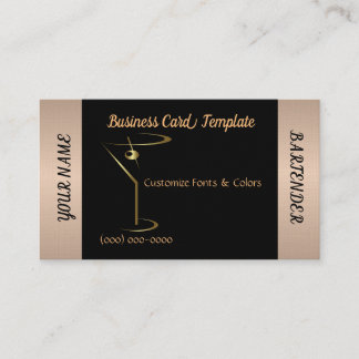 Bartender Martini Cocktail Logo  Business Card