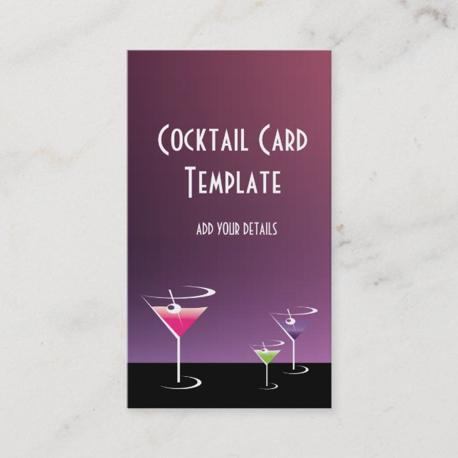 Bartender Martini Cocktails Business Card (Front)