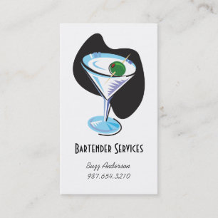 bartender martini glass_black business card