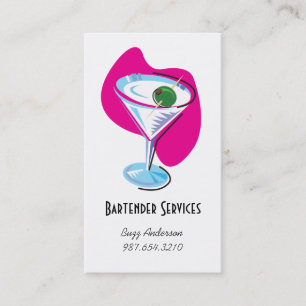 bartender martini glass_fuchsia business card