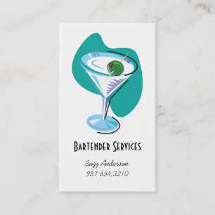 bartender martini glass_teal business card