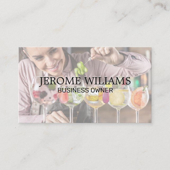 Bartender Mixing Drinks Business Card (Front)