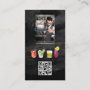 Bartender Mixing Drinks   QR Code Business Card