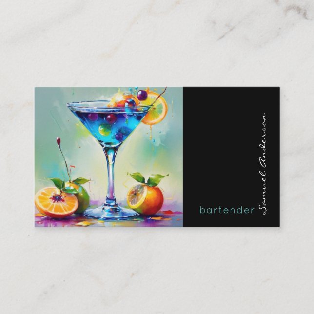 Bartender Mixologist Business Cards (Front)